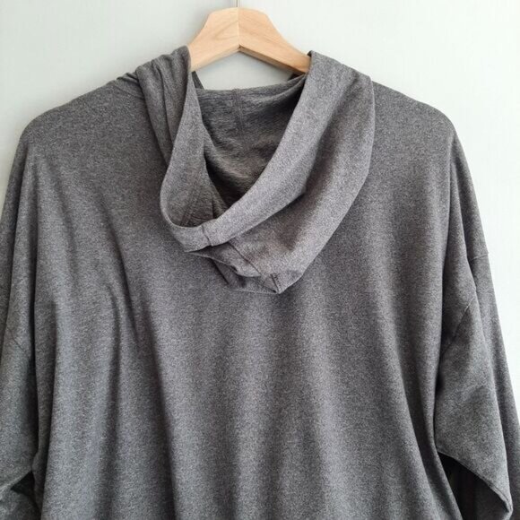 SOCIALITE Oversized Boxy Crop Hoodie Top Solid Grey Sz S - Picture 7 of 10